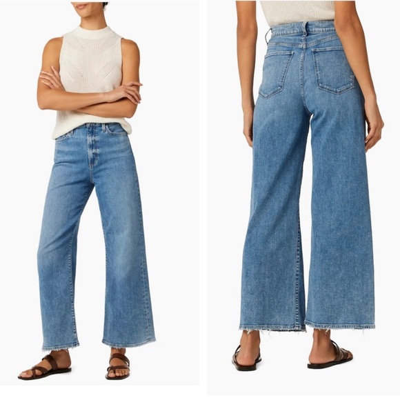 Joe's Jeans The Mia High-Rise Stretch Wide-Leg Jeans Blue Flare Wide Leg Sz 24